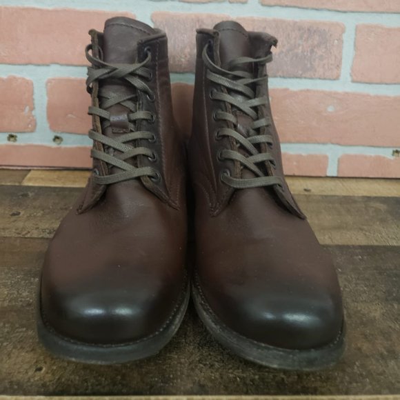 Frye Tyler Lace Up Brown Leather Booties main image 6